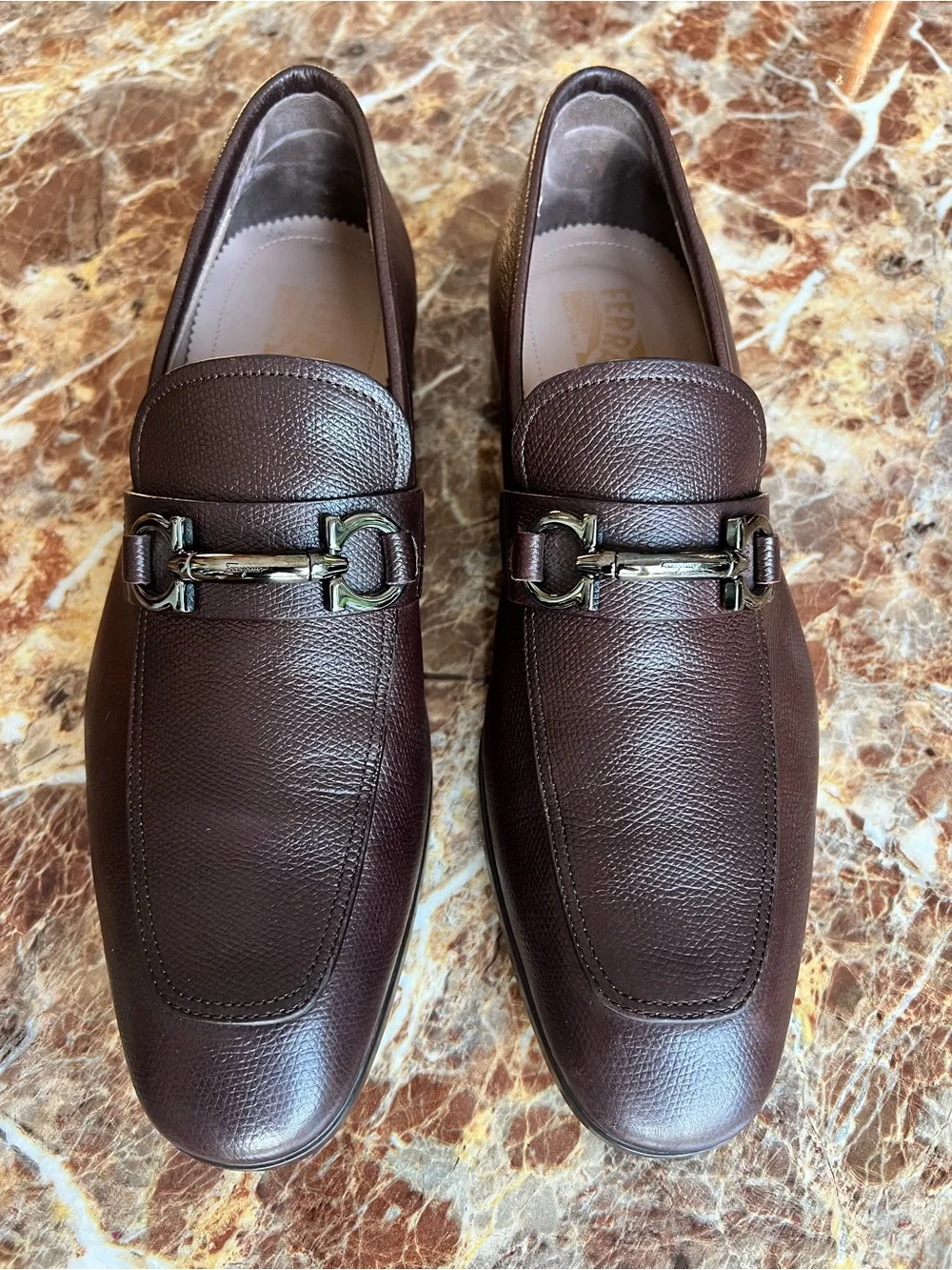 Salvatore Ferragamo Men's Dark Brown Leather Bit Loafers